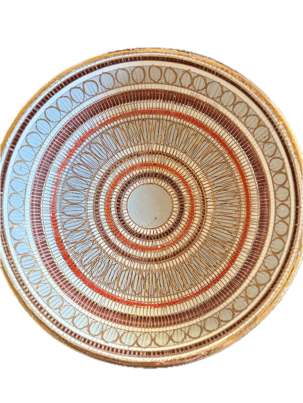 Bitossi Ceramic Seta (Silk) Tessuto Sgraffito Bowl Gold & Terracotta. MCM
